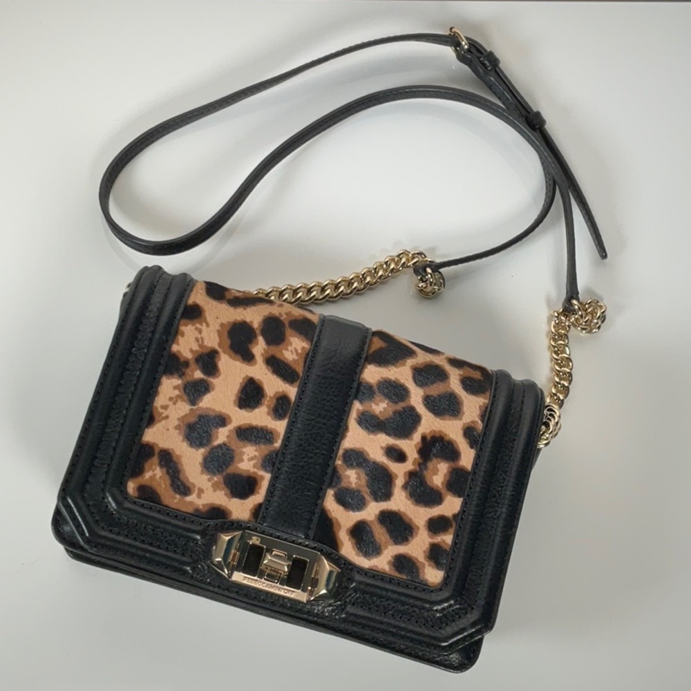 Rebecca Minkhoff Leopard Print Black Leather Bag